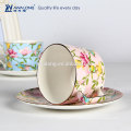 Design de fleurs Jolie motif Vente chaude Tasse de Chine osseuse fine, assiettes chinoises de thé et soucoupes